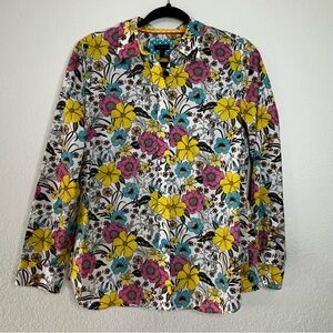 Talbots Colorful Floral Garden Party 100% Cotton Shirt Button Down Women’s Small